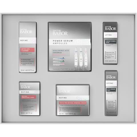 BABOR DOCTOR Iconic Skin Renewal Collection Set, Serums to Hydrate, Repair & Calm, Retinol Smoothing Toner and Renewal Cream, Lifting Vitamin C Serum and Eye Cream, Radiant Results Skincare Set-Velvo Beauty