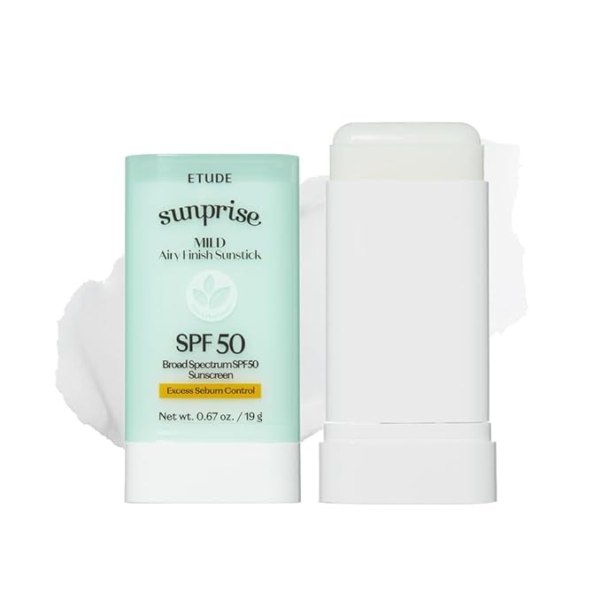 ETUDE Sunprise Mild Airy Finish Sunstick SPF50+ PA++++ Powdery sunscreen, Vegan, Non-Greasy, Sebum Control, Matte Finish, Sensitive Skin Friendly, 19g-Velvo Beauty
