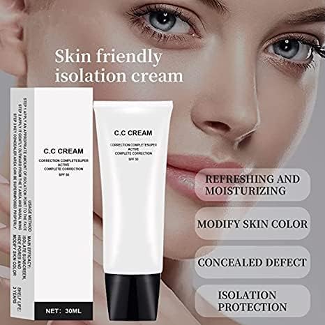 Skin Tone Adjusting CC Cream SPF 50, CC Cream Self Adjusting for Mature Skin, All-In-One Face Sunscreen and Foundation, Pre-makeup Primer Moisturizing Skin Concealer Brightening Skin Tone 30ml - 2 Pcs-Velvo Beauty