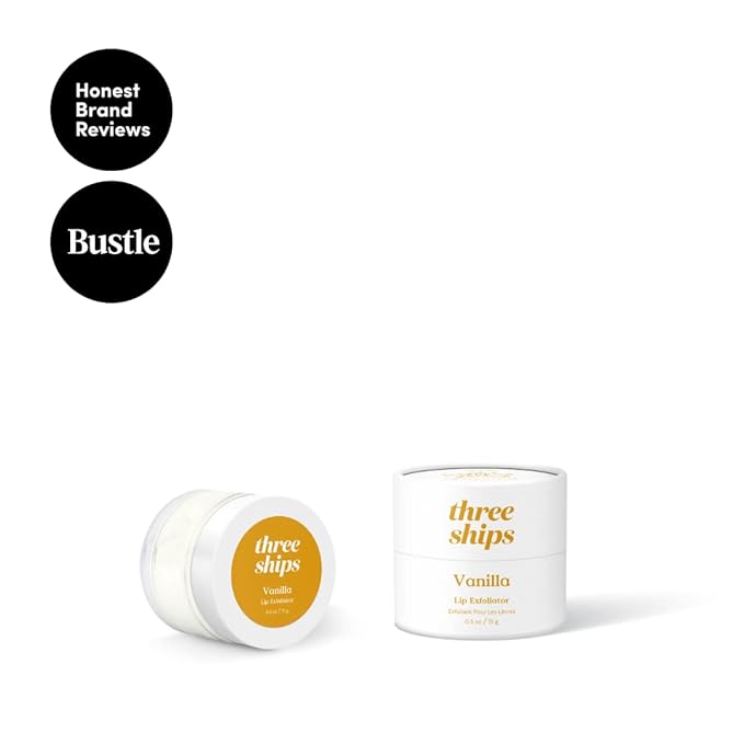 Three Ships Lip Treatment Kit - Buttercream Hydrating Lip Mask and Vanilla Lip Exfoliator – Soothing Natural Lip Care for Dry, Damaged Lips – As Seen on Dragons’ Den, 2 x 15g-Velvo Beauty