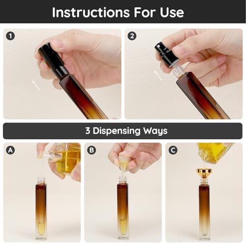 Segbeauty Travel Perfume Bottle, 10pcs 10ML Empty Refillable Glass Perfume Atomizer, 0.34oz Portable Cologne Dispenser Spray Bottle Travel Size Sample Bottles Sprayer Perfume Making Kit Gradient Amber-Velvo Beauty