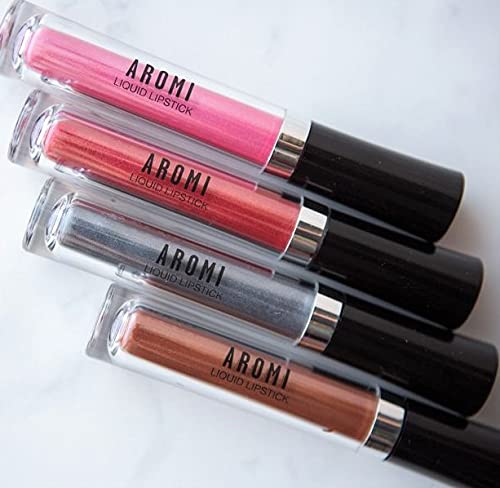 Aromi Metallic Liquid Lipstick | Long-lasting, Smear, Smudge, + Transfer Proof, Waterproof, Light, Baby Pink Lip Color with Shimmery Finish, Paraben + Phthalate Free (Pink Sugar)-Velvo Beauty