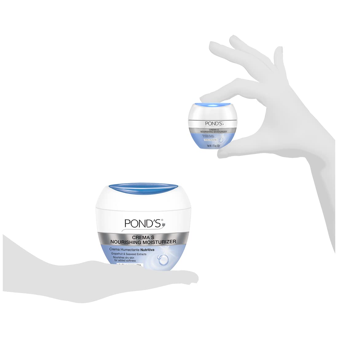 Pond's Crema S Nourishing Face Moisturizer for Women, Skin Care Facial Moisturizer Cream for Dry to Very Dry Skin, Nourishes for up to 24 hours 14.1 oz (Pack of 2)-Velvo Beauty