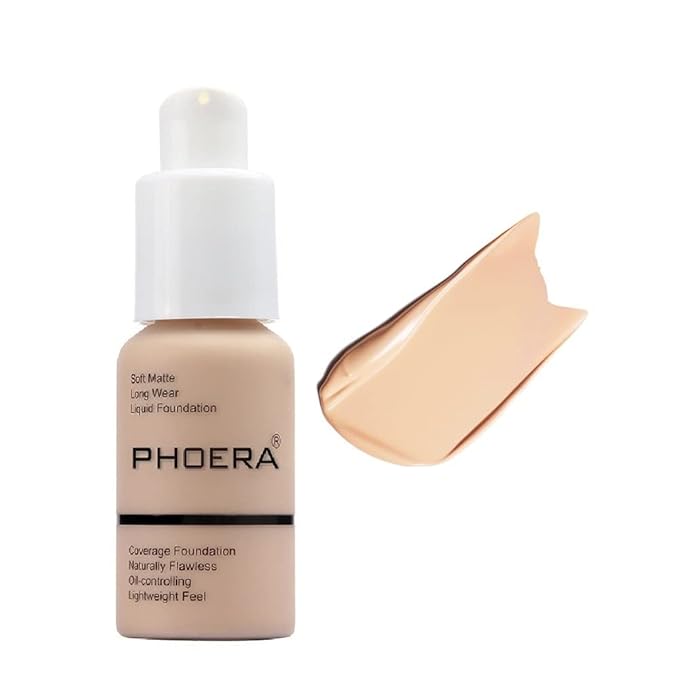 PHOERA Foundation Full Coverage Liquid Foundation Cream - Long-lasting Lightweight Concealer - Oil-Free Formula - Natural Shade - Suitable for All Skin Types (Nude #102)-Velvo Beauty