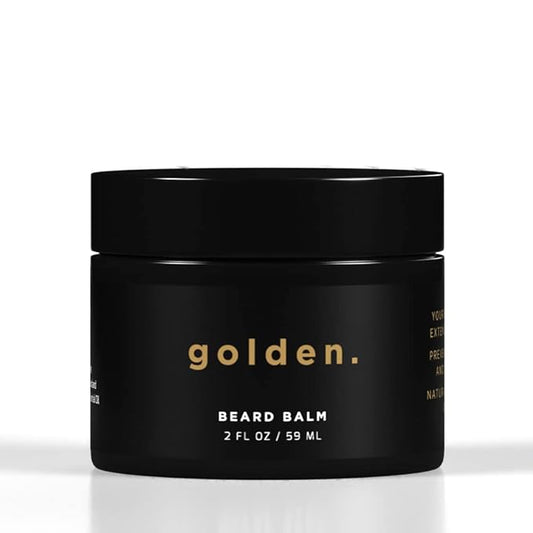 Golden Grooming Co. Beard Balm for Men - Strengthens & Softens Beards and Mustaches - Adds Shine & Tames Flyaway Hair, Beard Styling Balm with Argan Oil - Peppermint Scent - 2 Ounce-Velvo Beauty