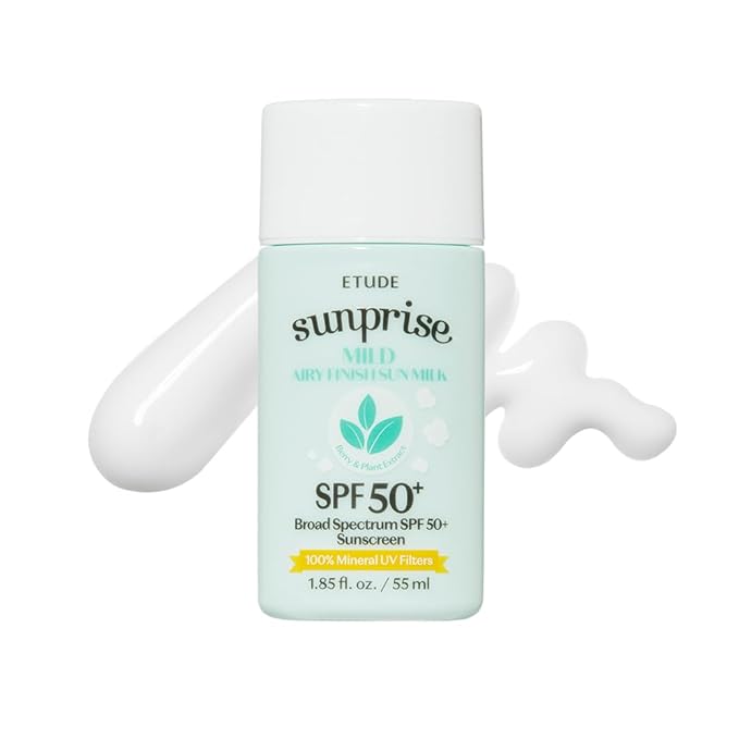 ETUDE Sunprise Sunscreen Mild Sun Milk SPF 50+ / PA++++ (55ml) | Sebum-free, Non-Sticky, Long Lasting Protection, 100% Mineral Korean Sunscreen for sensitive skin-Velvo Beauty