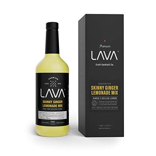 (3 Pack) LAVA Premium Skinny Ginger Lemonade Vodka Cocktail Mix made with Sicilian Lemon Juice, Candied Ginger Puree - 33.8oz Bottles-Velvo Beauty