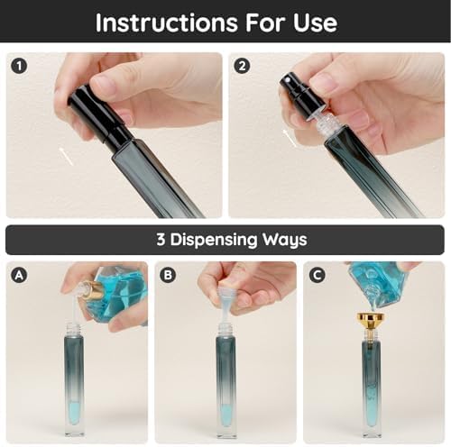 Segbeauty Green Glass Perfume Bottle Set, 10pcs 10ML Perfume Travel Refillable, 0.34oz Empty Atomizer Sprayer for Perfume Cologne Dispenser, Travel Sample Bottles Perfume Making Kit with Refill Tool-Velvo Beauty