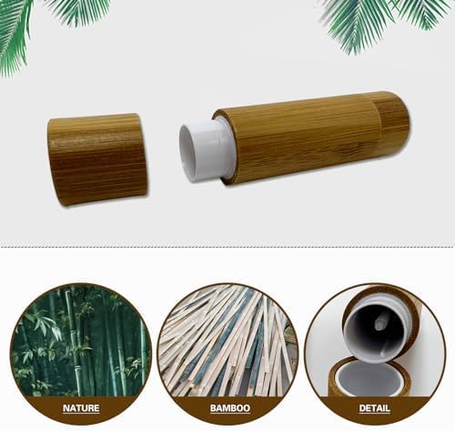Bamboo Empty Lip Balm Containers 5.5g 6 Pack,Refillable DIY Lip Balm Tube Containers with Clear PP Plastic Inner,Lip Gloss Tubes Chapstick Holder for DIY Cosmetic Samples Deodorant-Velvo Beauty