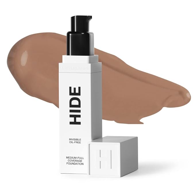 HIDE PREMIUM Liquid Foundation, SEE SHADE FINDER Below For Perfect Match, Multi-Use Waterproof Foundation, Medium/Full Coverage Foundation, Oil Free – We Have a Shade For All Skin Types, 1 fl. Oz. (Sand)-Velvo Beauty