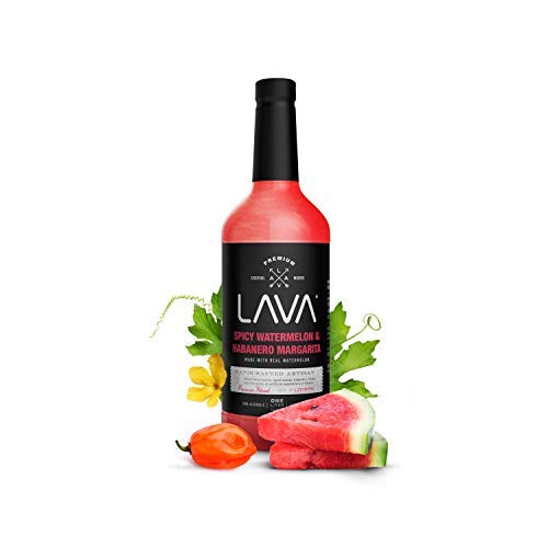 (3 Pack) LAVA Premium Spicy Watermelon Habanero Margarita Mix, Cold-Pressed Organic Watermelon, Agave, Habanero, No Artificial Sweeteners, Lots of Flavor, Ready to Use, 1-Liter (33.8oz) Glass-Velvo Beauty