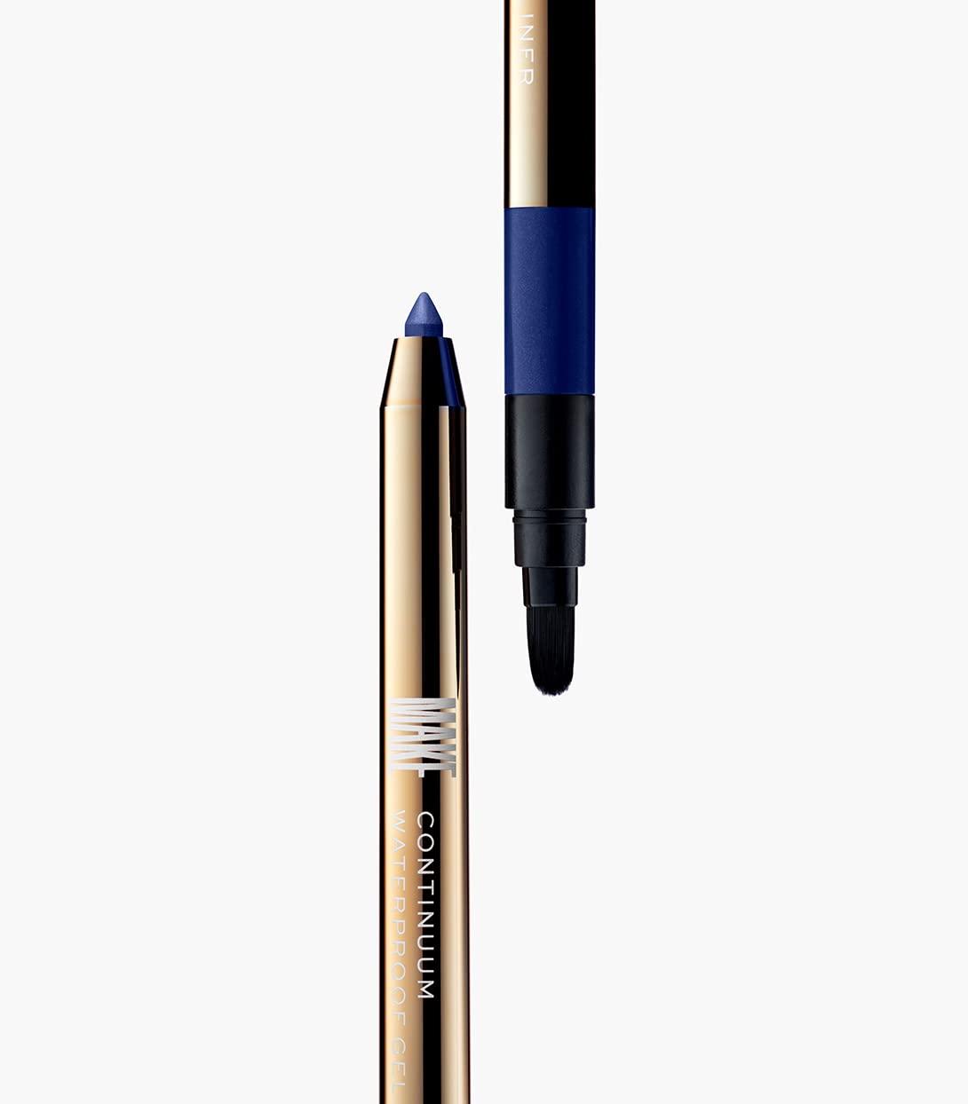 MAKE Beauty Continuum Waterproof Gel Eyeliner Pencil. Creamy, Pigmented Multi-Use, including Waterline with Built-in Sharpener and Blending Brush. Smudge-Proof Makeup. Shade - Deep Space, Navy-Velvo Beauty