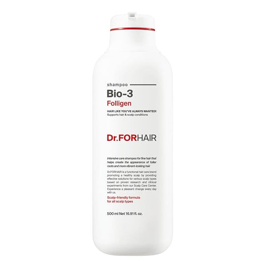 Dr.FORHAIR Bio-3 Folligen Shampoo 500 ml/16.91 fl. oz. | Hair Strengthening and Volumizing | Revitalizes and Moisturizes-Velvo Beauty