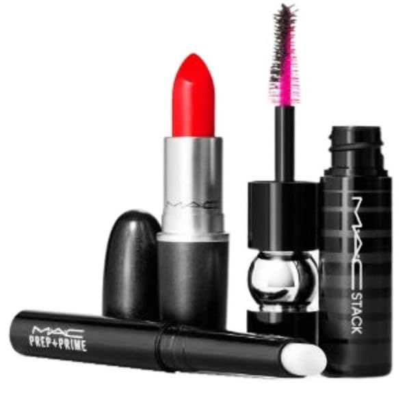 M.A.C Lashes To Lips Kit: Red - Lipstick (Lady Danger), Mascara (Black Stack) & Primer-Velvo Beauty