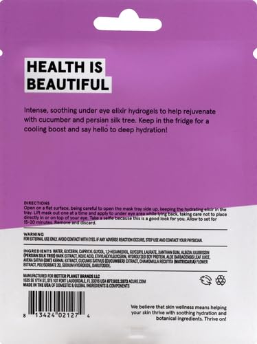 Acure Radically Rejuvenating Under Eye Hydrogel Mask, Provides Anti-Aging Support, & Silk Tree, Purple, Cucumber, 0.236 Fl Oz (Pack of 2)-Velvo Beauty