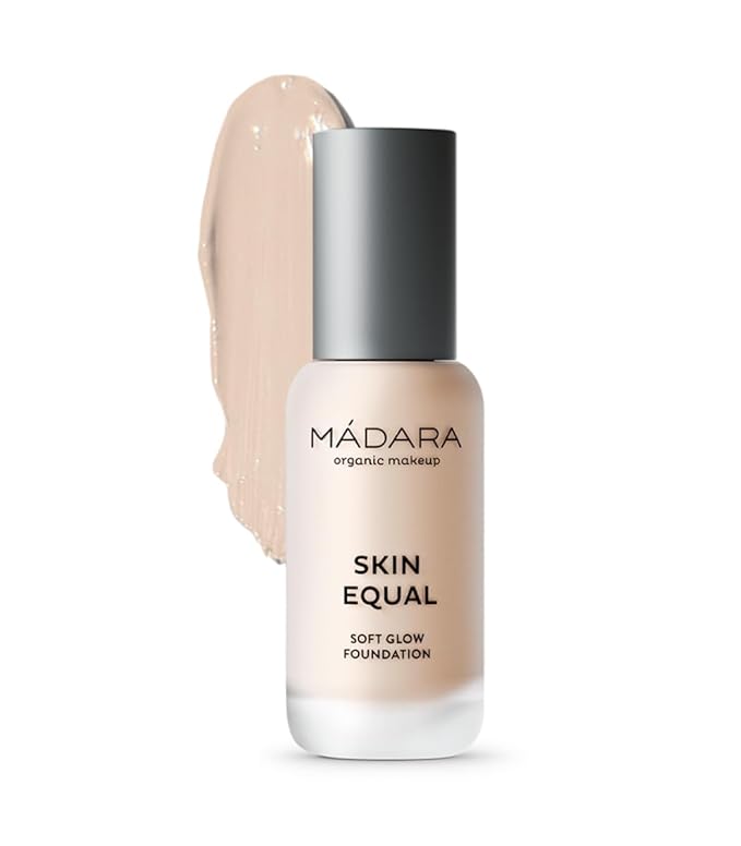 MÁDARA Organic Skincare | Skin Equal Soft Glow Foundation SPF15 PORCELAIN IVORY 10-30ml, Mineral foundation with hyaluronic acid, Buildable medium coverage, Dewy foundation, Vegan, COSMOS certified-Velvo Beauty