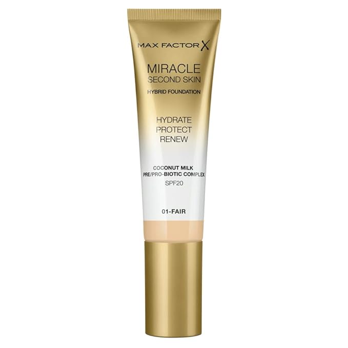Max Factor Miracle Second Skin Foundation SPF 20-01 Fair Foundation Women 1.01 oz-Velvo Beauty