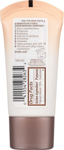 Maybelline Dream Fresh Skin Hydrating BB cream, 8-in-1 Skin Perfecting Beauty Balm with Broad Spectrum SPF 30, Sheer Tint Coverage, Oil-Free, Light/Medium, 1 Fl Oz-Velvo Beauty