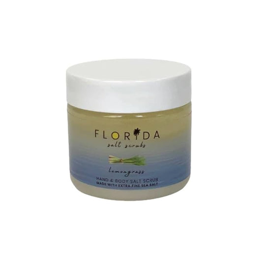 Sea Salt Body Scrub by Florida Suncare - Ocean Salt Body Polish Infused with Marine Algae - Exfoliating Face and Body Scrub - Facial Scrub Exfoliator to Tackle Acne (Lemongrass, 3.3 oz)-Velvo Beauty