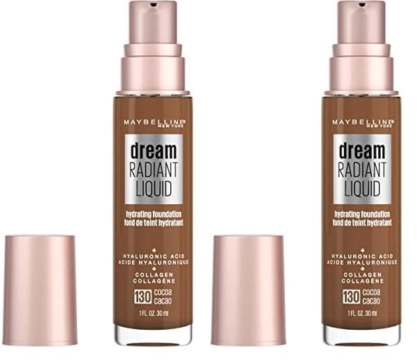 Maybelline Dream Radiant Liquid Medium Coverage Hydrating Makeup, Lightweight Liquid Foundation, Cocoa, 1 Count (Pack of 2)-Velvo Beauty