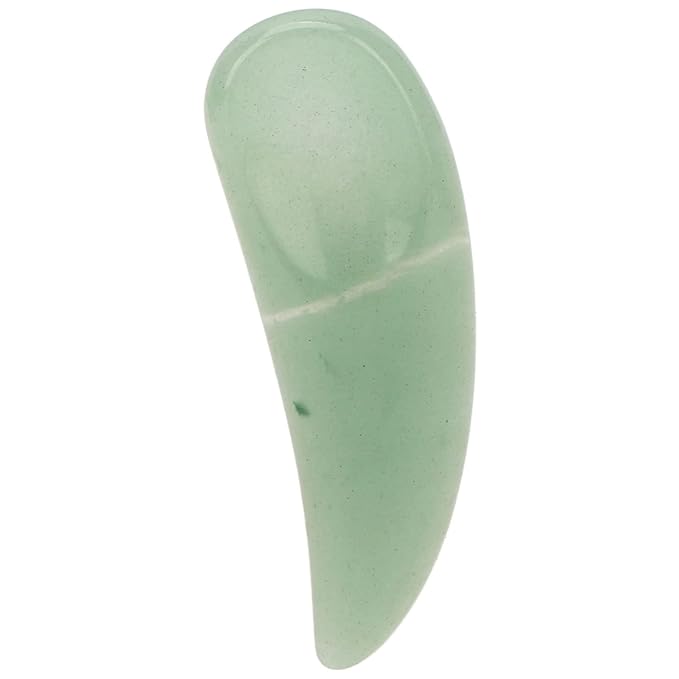 Spatula Scoop, Curved Cosmetic Spatula Scoop Mini Gua Sha Jadestone Curved Makeup Eye Cream Cosmetic Spatula Reduce Puffiness, Bags And Dark Circles Under the Eyes (Green)-Velvo Beauty