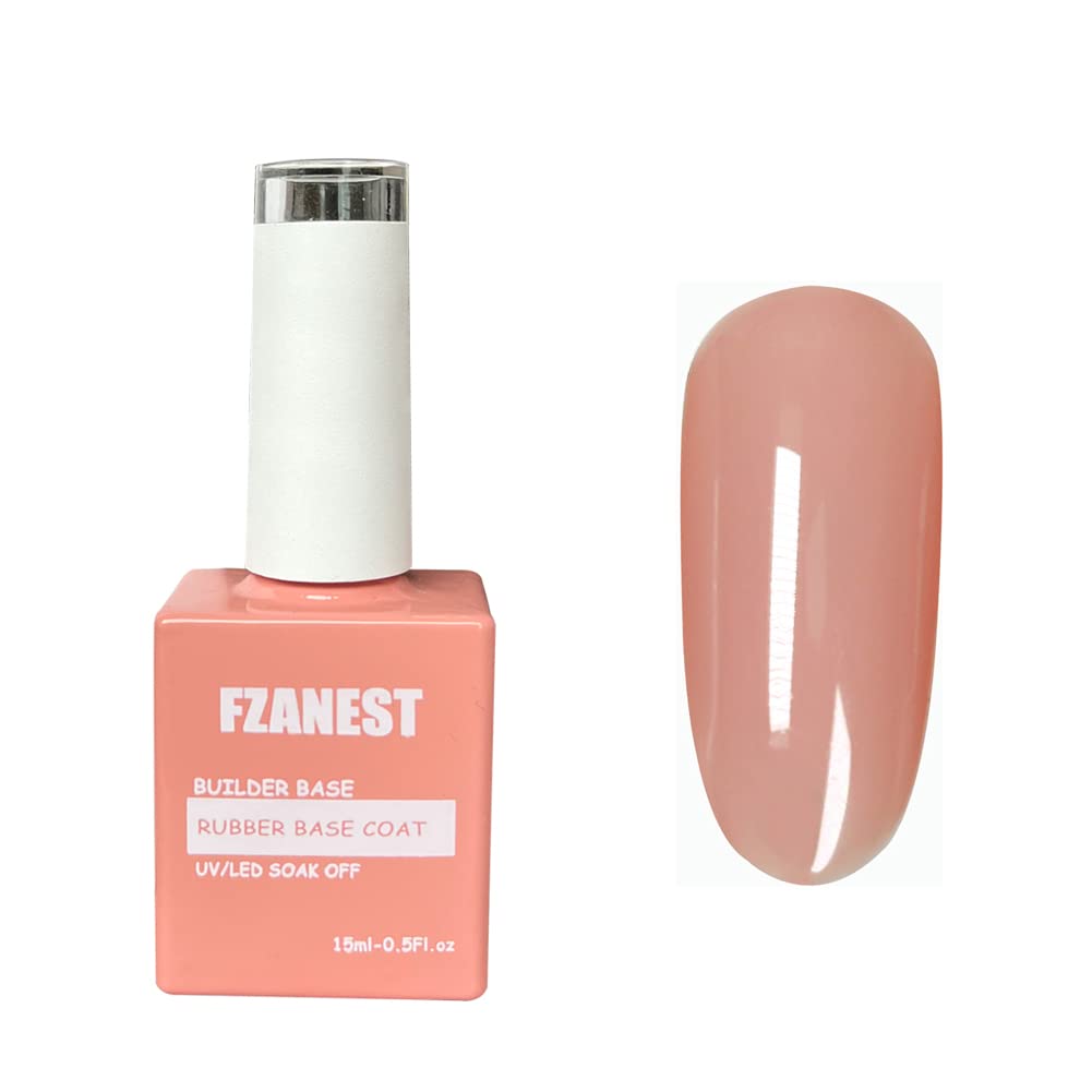 FZANEST Nude Rubber Nail Base Gel Polish, Builder Bottle Nail Strengthener Self-level Extension Fiber Gel, UV LED Base Coat-Velvo Beauty