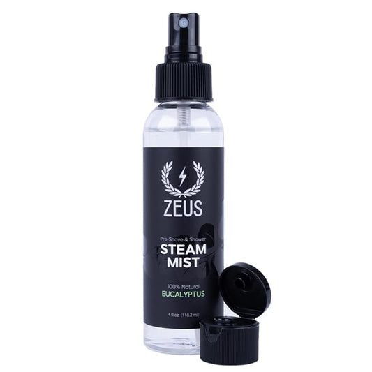 ZEUS 100% Natural Eucalyptus Oil Steam Mist, Aromatherapy Spray for Shower, Sauna, Bath & Pre-Shave, Nasal Relief & Spa-Inspired Refreshment (Made in USA) 4 oz.-Velvo Beauty