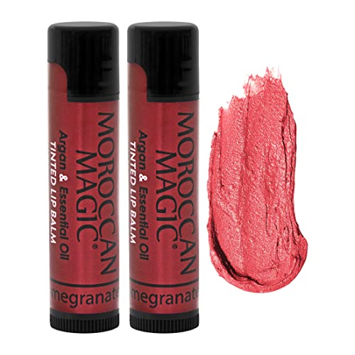 Moroccan Magic Pomegranate Red Tinted Lip Balm | Made with Natural Cold Pressed Argan and Essential Oils Lip Balm | Smooth Application | Non-Toxic, Cruelty Free | 2 Pack-Velvo Beauty