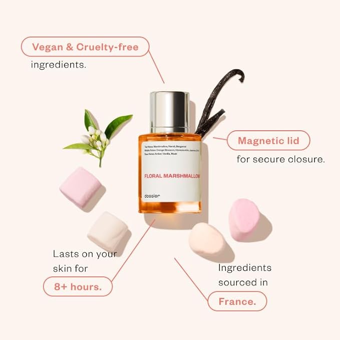 Dossier - Eau de Parfum - Floral Marshmallow - Inspired by By Kilian's Love,Don't Be Shy - Perfume Luxury - Pure Infused - Paraben-Free - Vegan - Feminine - For Women -Fragrance 1.7 Fl 0z (Spray 50ml)-Velvo Beauty