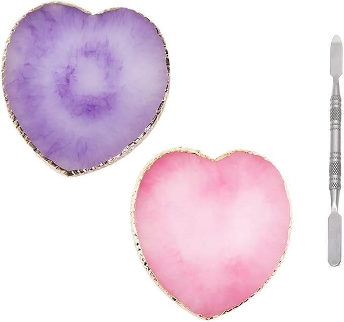 2 Pcs Herat Phnom Penh Resin Nail Art Palette,Nail Art Gel Nail Polish Palette Nail Art Painting Palettes with Stirring Rod Nail Piece Display Tool Cosmetic Makeup Mixed Color Palette Tray-Velvo Beauty