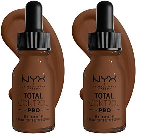 NYX PROFESSIONAL MAKEUP Total Control Pro Drop Foundation, Skin-True Buildable Coverage - Cocoa (Pack of 2)-Velvo Beauty