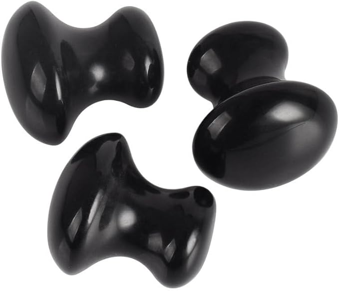 1 Pc Mushroom Jade Gua Sha Facial Tools, Jade Roller Guasha Massage Black Jade Stone Mushroom Shaped Face Lift Remove Wrinkles Massager for Women Spa, Gua Sha Massage Knobs for Body Relaxing-Velvo Beauty