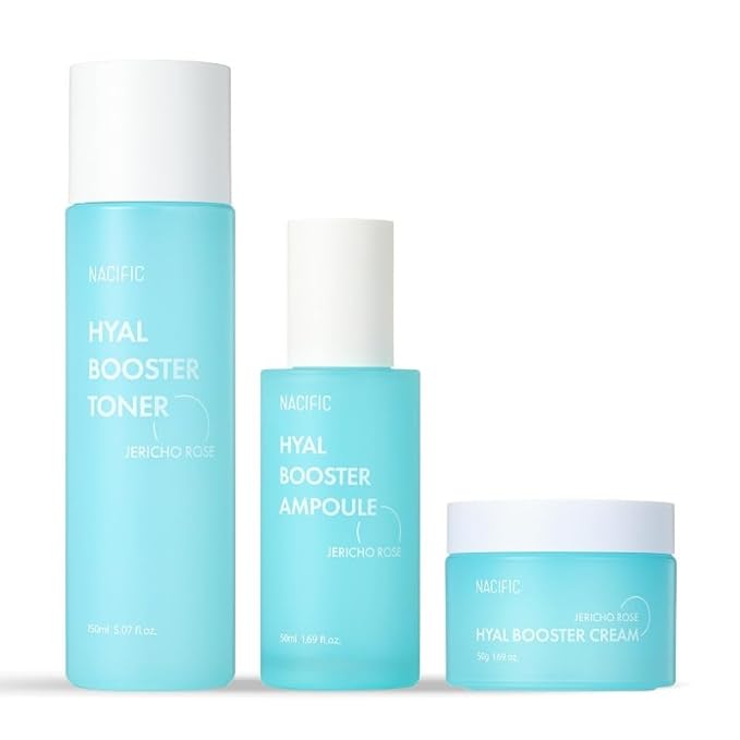 NACIFIC Hyal Booster Hydrating Set Toner 150ml 5.07fl.oz, Ampoule 50ml 1.69fl.oz, Cream 50ml 1.69fl.oz Hyaluronic Acid hydration and calming, ph5.5, Sensitive Skin-Velvo Beauty