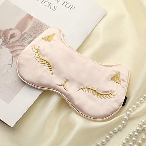 PERFECTSIGHT Cute Cat Sleep Eye Masks, Silk Sleep Eye Cover Lightweight Adjustable Eyeshade Mask Satin Night Eyeshade Cover for Women Men Sleep Travel Nap (Pink)-Velvo Beauty