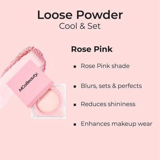 MCoBeauty Loose Powder Cool & Set - Rose Pink, Finely Milled Water-Based Setting Powder, Vegan, Cruelty Free Cosmetics-Velvo Beauty
