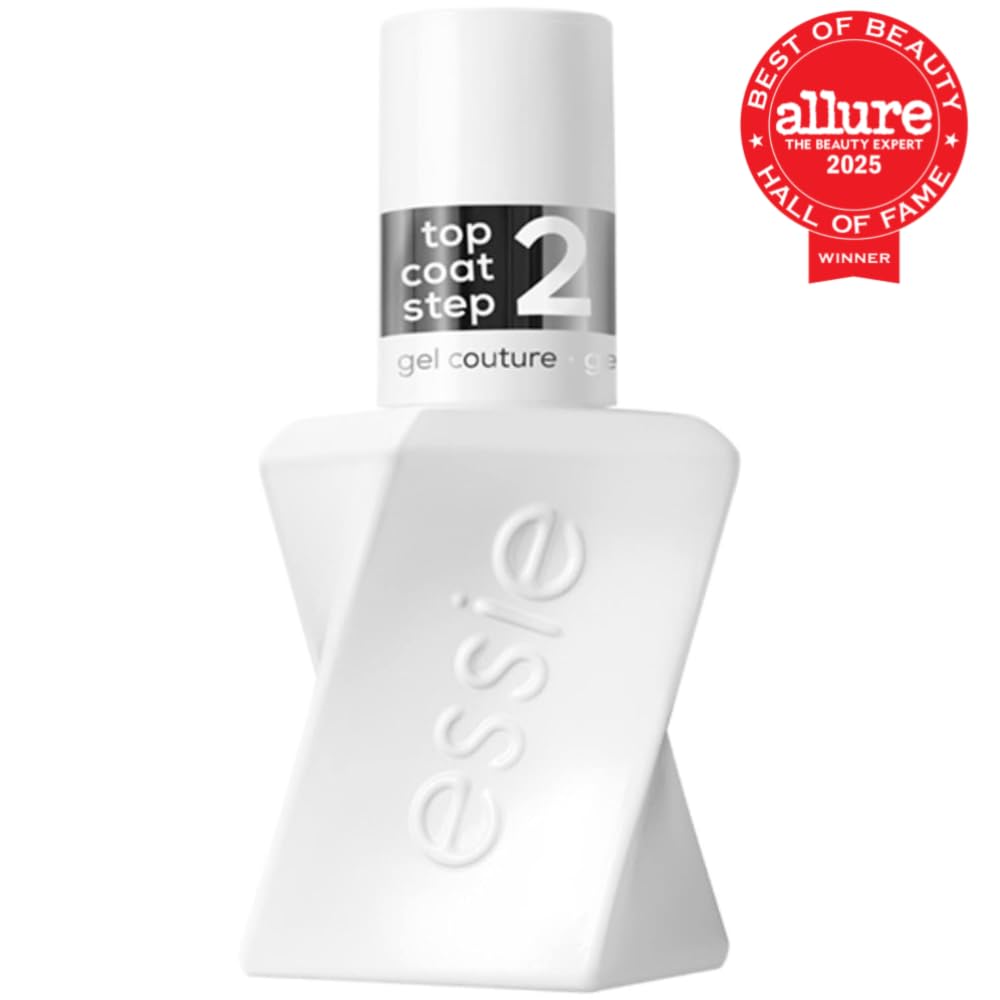 Essie Gel Couture Long-Lasting Nail Polish, Vegan, Clear, Shiny Top Coat, 0.46 fl oz-Velvo Beauty