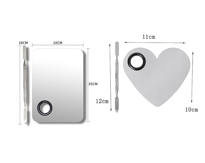 2 Pack Makeup Palette,Stainless Steel Cosmetic Mixing Palette with Spatula Tool for Foundation Nail Art Eyeshadow, Silver-Velvo Beauty