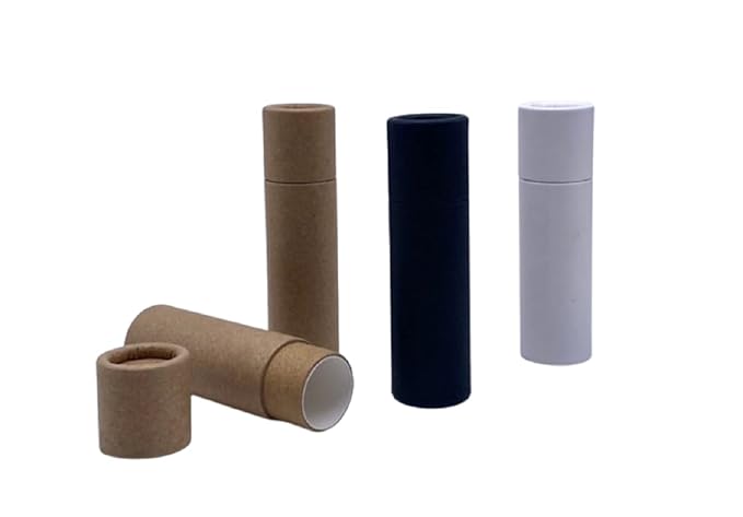 GreenWay 0.3oz / 8.5g Kraft Paperboard Lip Balm Tubes with Lids - 25 Pack Lip Gloss Tubes Refillable DIY Cosmetic Containers - Lip Balm Containers Chapstick Tubes Empty Holder Tubes - Brown-Velvo Beauty