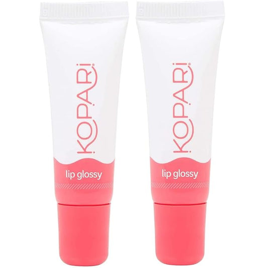 Kopari Coconut Lip Glossy Clear - Hydrating and Moisturizing Coconut Oil, Vitamin E and Shea Butter Lip Gloss With 100% Organic Coconut Oil, Non GMO, Vegan Sulfate Free (2 Pack)-Velvo Beauty