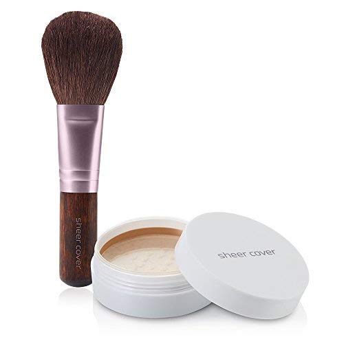 Sheer Cover Perfect Shade - Mineral Foundation Makeup Kit w Free Foundation Brush - Tan Shade - Foundation Powder Makeup and Mineral Makeup, Best Full Coverage Foundation 4 Grams-Velvo Beauty