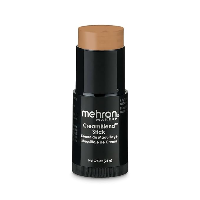 Mehron Makeup CreamBlend Stick | Face Paint, Body Paint, & Foundation Cream Makeup | Body Paint Stick Perfect for Halloween .75 oz (21 g) (Light Tan)-Velvo Beauty