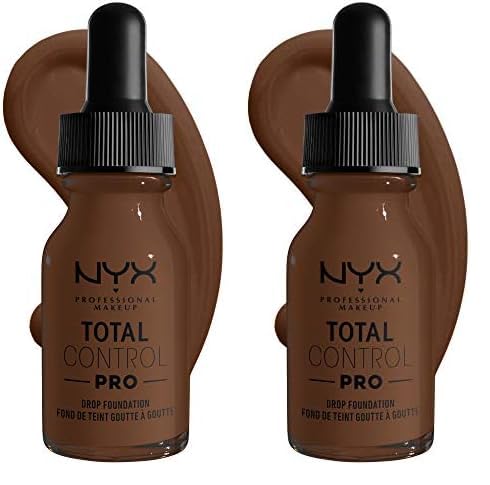 NYX PROFESSIONAL MAKEUP Total Control Pro Drop Foundation, Skin-True Buildable Coverage - Deep (Pack of 2)-Velvo Beauty