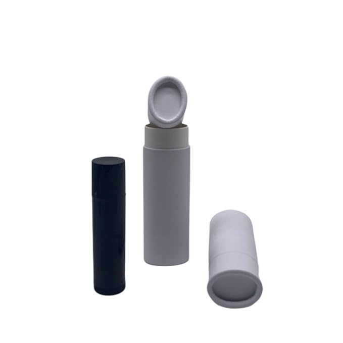 GreenWay 0.5oz / 15g Kraft Paperboard Lip Balm Tubes with Lids - 12 Pack Lip Gloss Tubes Refillable DIY Cosmetic Containers – Oval Shaped Lip Balm Containers Empty Holder Tubes - White-Velvo Beauty