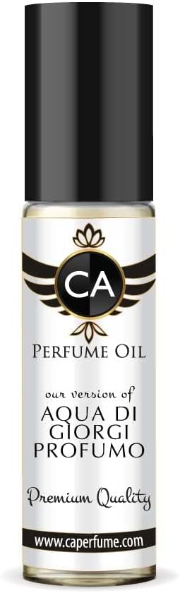 CA Perfume Impression of Aqua Di Giorgi Profumo For Men Replica Fragrance Body Oil Dupes Alcohol-Free Essential Aromatherapy Sample Travel Size Concentrated Long Lasting Attar Roll-On 0.3 Fl Oz/10ml-Velvo Beauty