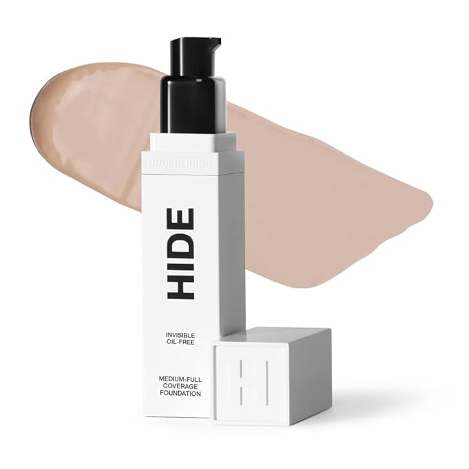 HIDE PREMIUM Liquid Foundation, Multi-Use Waterproof Foundation, Medium/Full Coverage Foundation, Shades for All Skin Types (See Shade Finder), Porcelain, 1 fl oz-Velvo Beauty