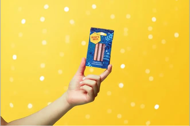 Burts Bees Kissable Colo, Apricot, Grapefruit, Watermelon Lip Shimmer Gift Set of 3 x 0.09 oz (2.55g) - 1 Count-Velvo Beauty