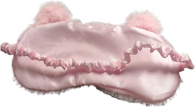 Cute Soft Plush Cat Sleeping Mask for Women Girls, Cute Animal Sleep Eye Cover Mask Eye Funny Blindfold Eyeshade for Night Nap Travel (Pink)-Velvo Beauty