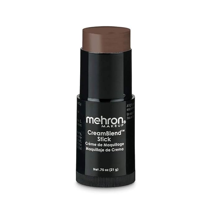 Mehron Makeup CreamBlend Stick | Face Paint, Body Paint, & Foundation Cream Makeup | Body Paint Stick Perfect for Halloween .75 oz (21 g) (Ebony)-Velvo Beauty