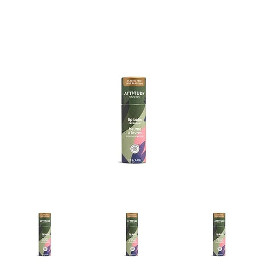 ATTITUDE Plastic-free Lip Balm, EWG Verified Plant- and Mineral-Based Ingredients, Vegan and Cruelty-free Personal Care Products, Mint, 0.3 Oz (Pack of 4)-Velvo Beauty