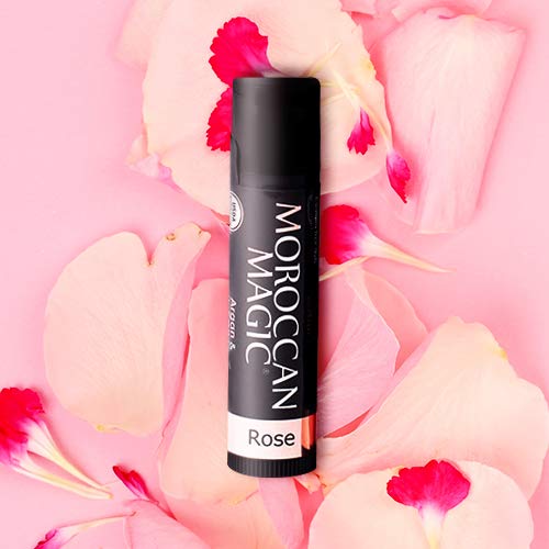 Moroccan Magic Organic Rose Lip Balm 3 Pack | Ultra-Hydrating Argan & Essential Oil Lip Moisturizer + Vitamin E | Natural Chapstick for Dry Lips | Smooth, Non-Toxic | Organic Lip Balm-Velvo Beauty